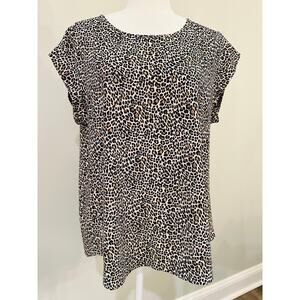 Chicos Women’s Animal Print Top Sz 2/Large Short Sleeve Flowy Stretch Mob Wife